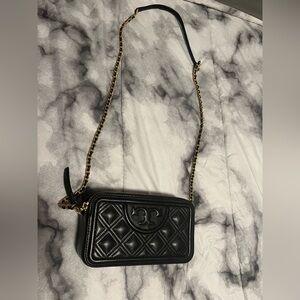 Tory Burch Fleming Double Zip Mini Bag- Black
